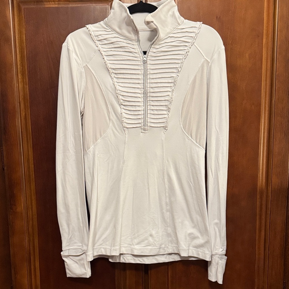 Lululemon Run Your Heart Out Ruffle Quarter Zip Pullover Activewear Top size 12.